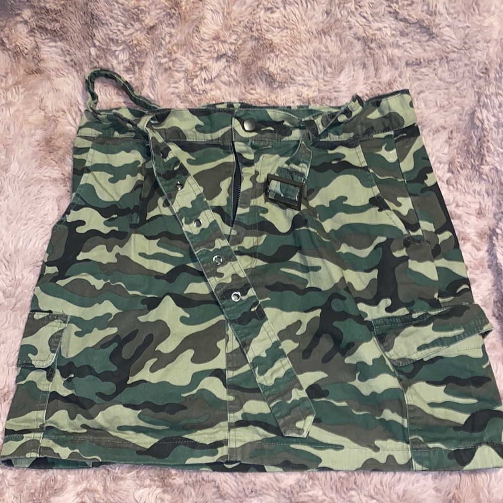 BlueBlush camo mini skirt with belt and pockets